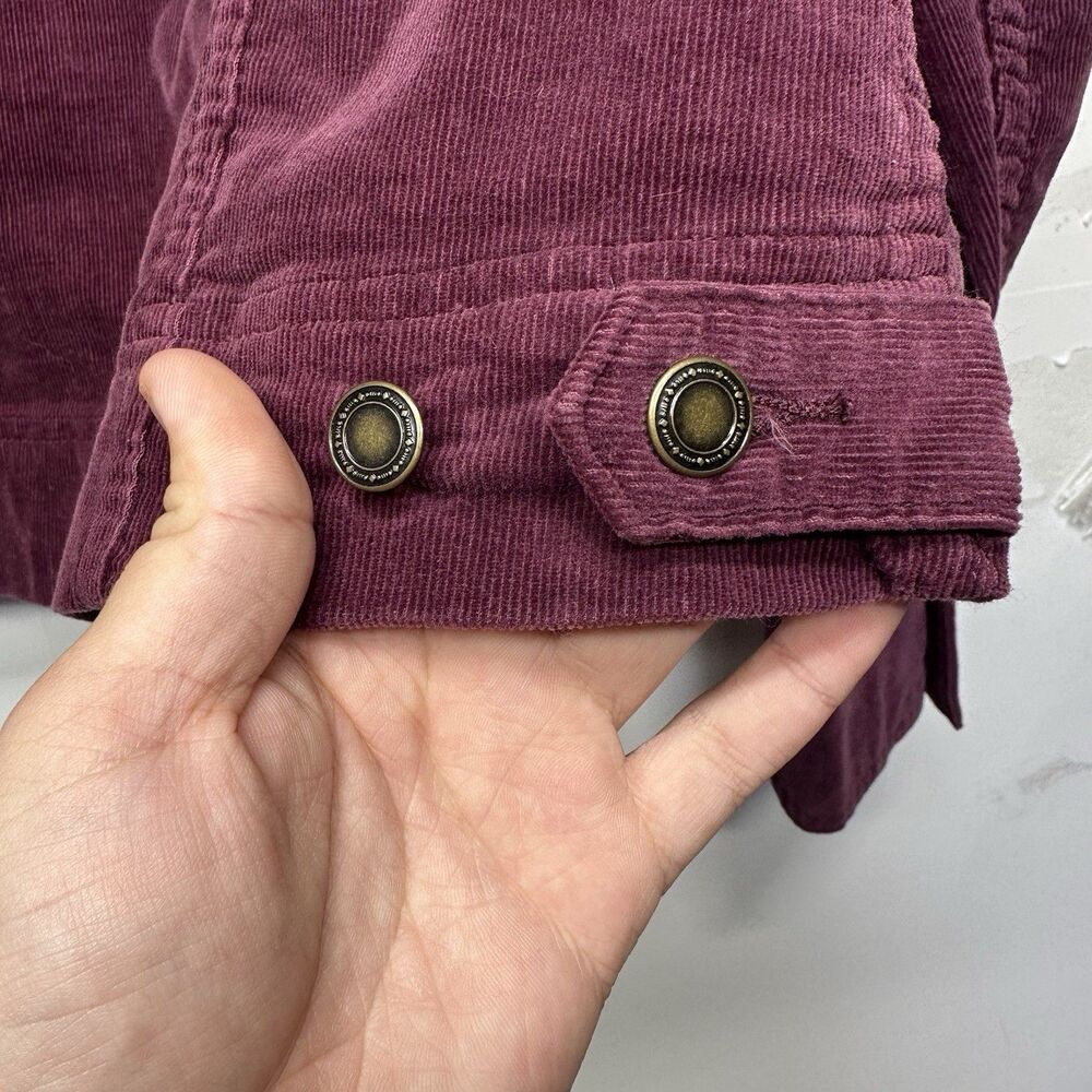 Charter Club Women’s Medium Corduroy Jacket Purple Zip Front Long Sleeve - Picture 11 of 12
